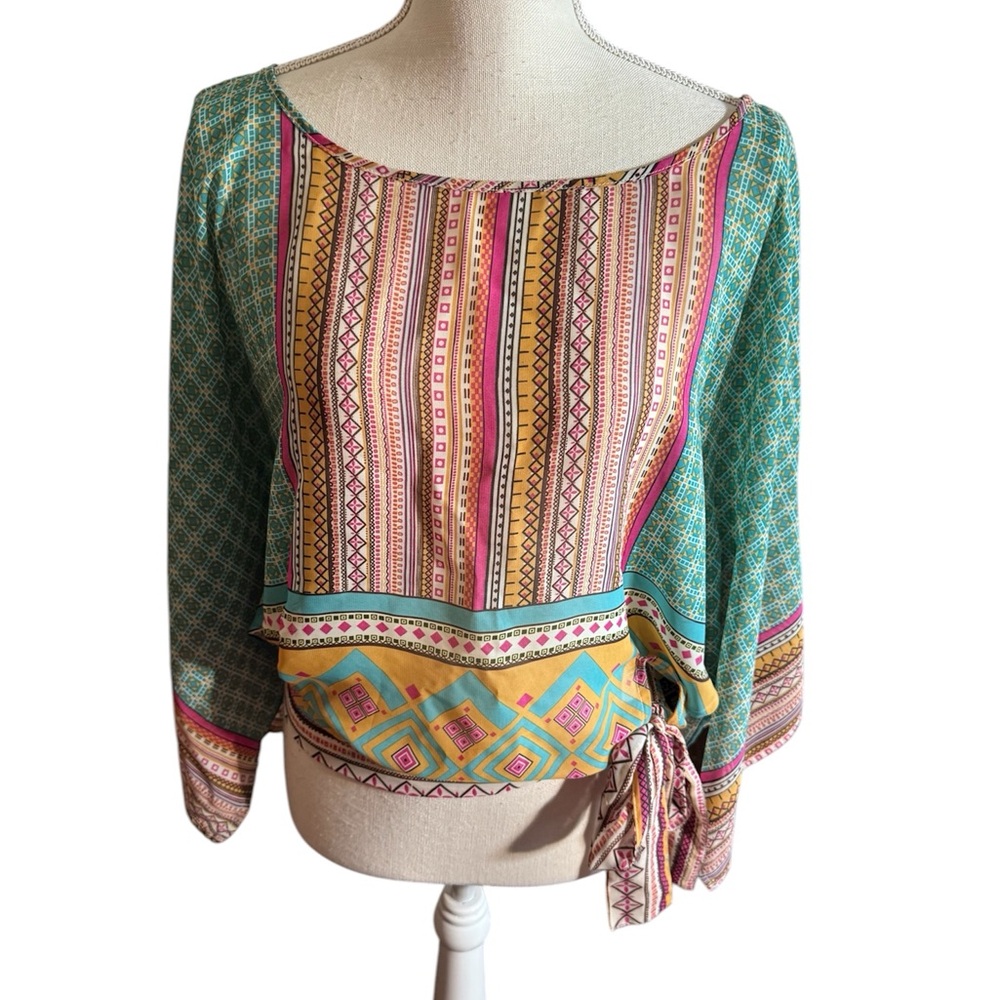 Angie Multicolor Geometric Blouse